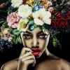 Tableau En Verre Pretty Flower Woman 100X100