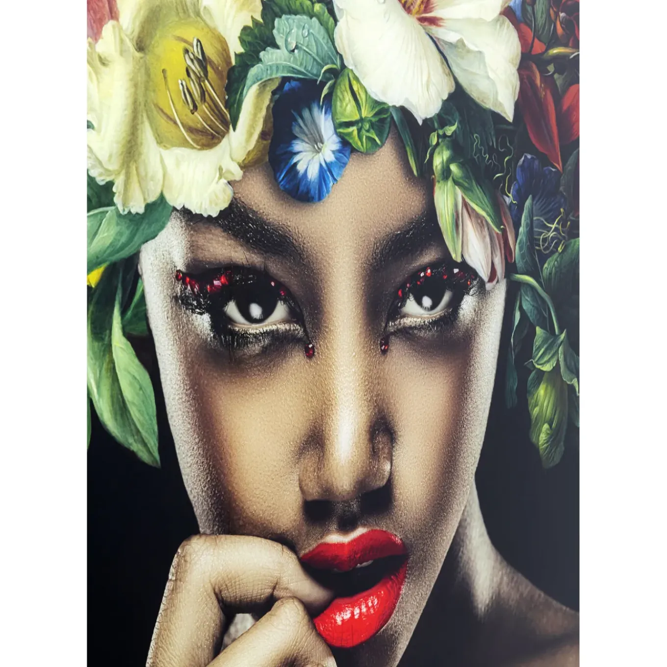 Tableau En Verre Pretty Flower Woman 100X100