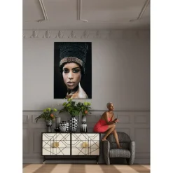 Tableau En Verre Royal Headdress Face 100X150Cm