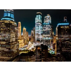 Tableau En Verre Skyline Night 150X100Cm