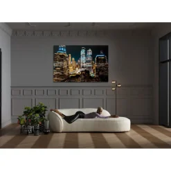 Tableau En Verre Skyline Night 150X100Cm