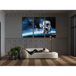 Tableau En Verre Triptychon Man In Space 240X160Cm