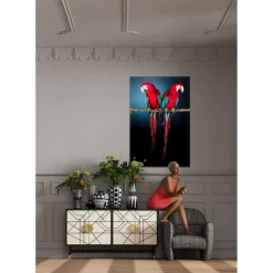 Tableau En Verre Twin Parrot 80X120Cm