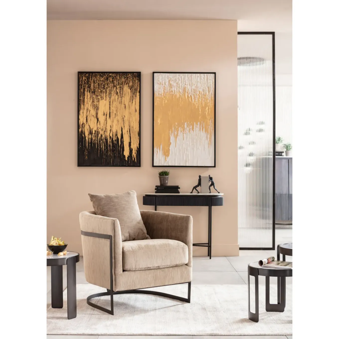 Tableau Encadre Abstract Noir 80X120Cm