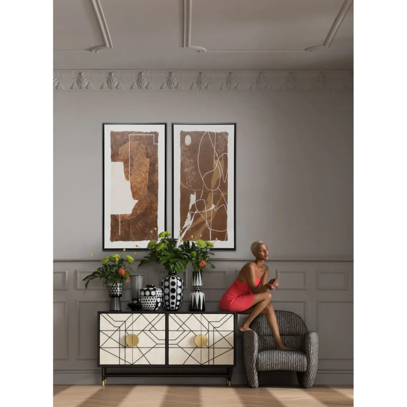 Tableau Encadre Essence Geo 60X120Cm