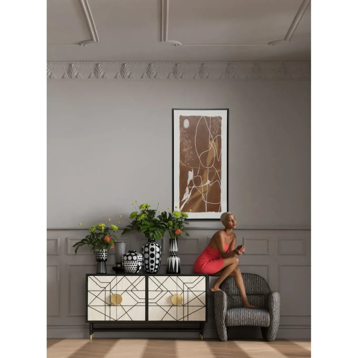 Tableau Encadre Essence Lines 60X120Cm