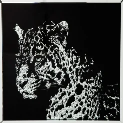 Tableau Frame Miroir Leopard 80X80Cm