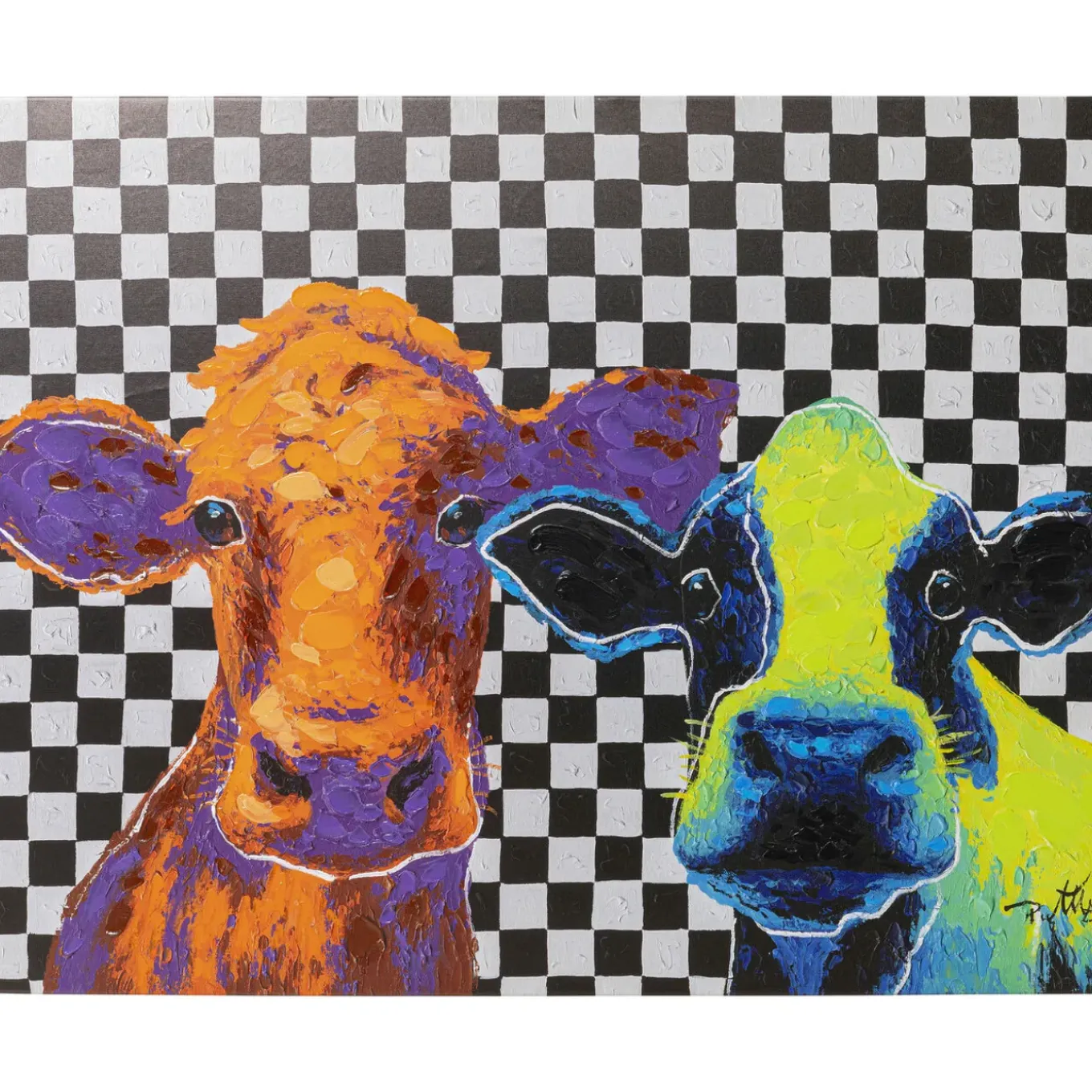 Tableau Sur Toile Colorful Cows 120X90Cm