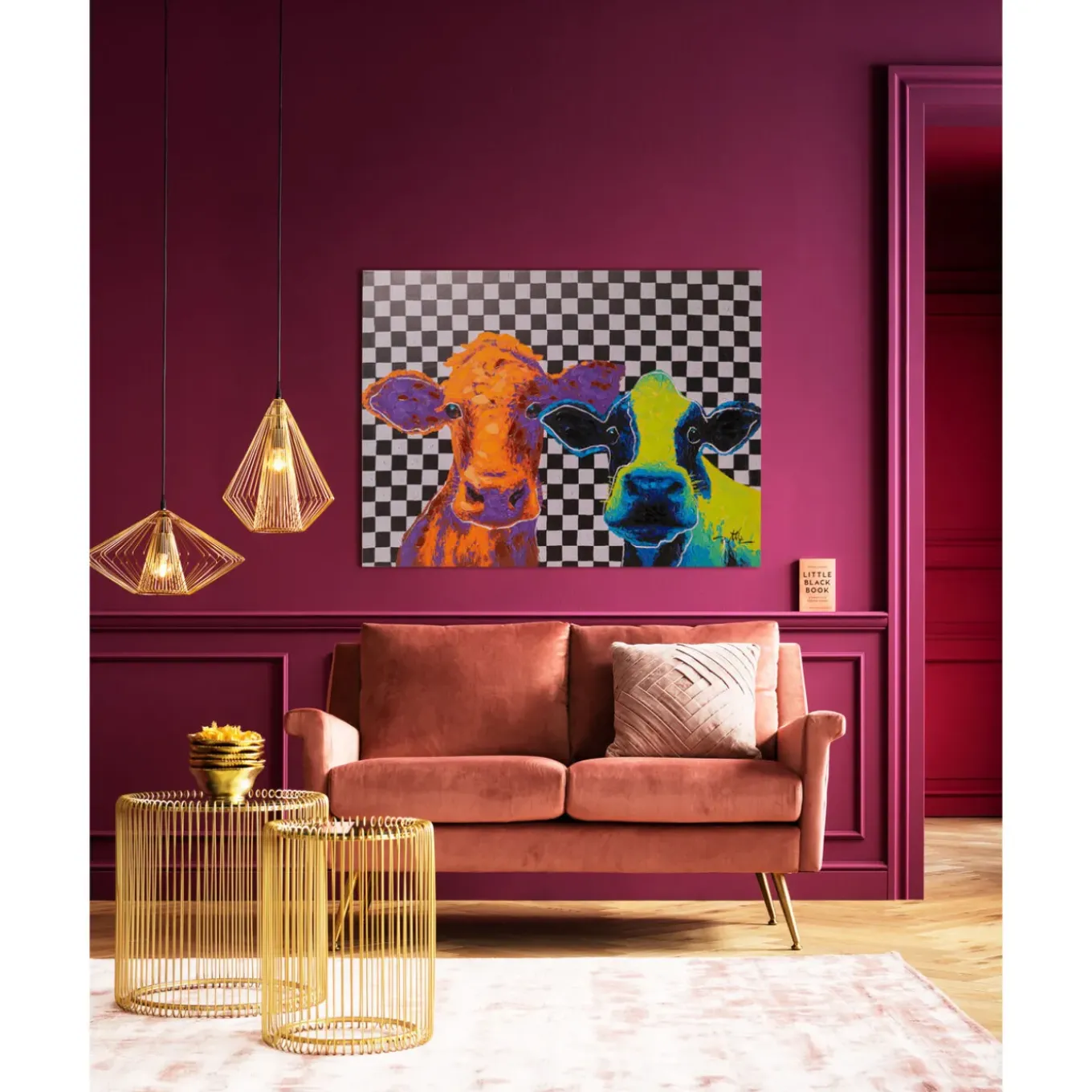 Tableau Sur Toile Colorful Cows 120X90Cm