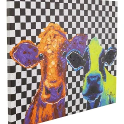 Tableau Sur Toile Colorful Cows 120X90Cm