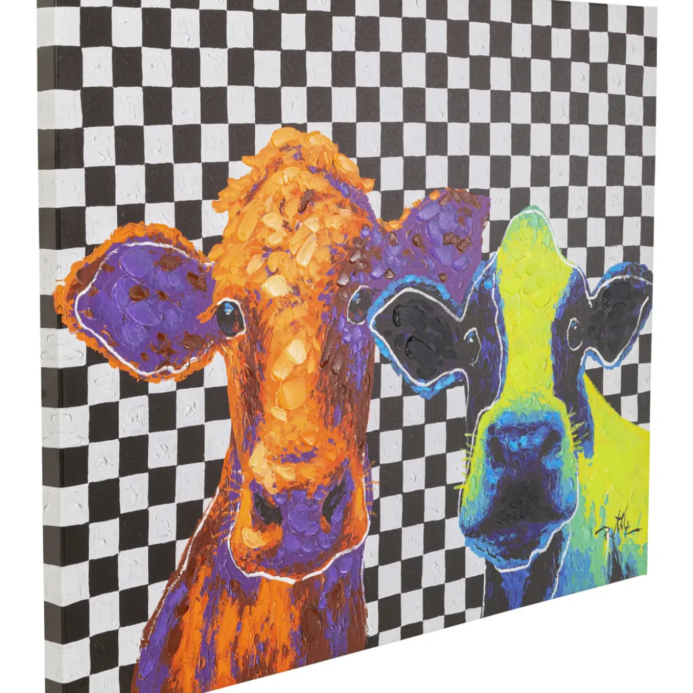 Tableau Sur Toile Colorful Cows 120X90Cm