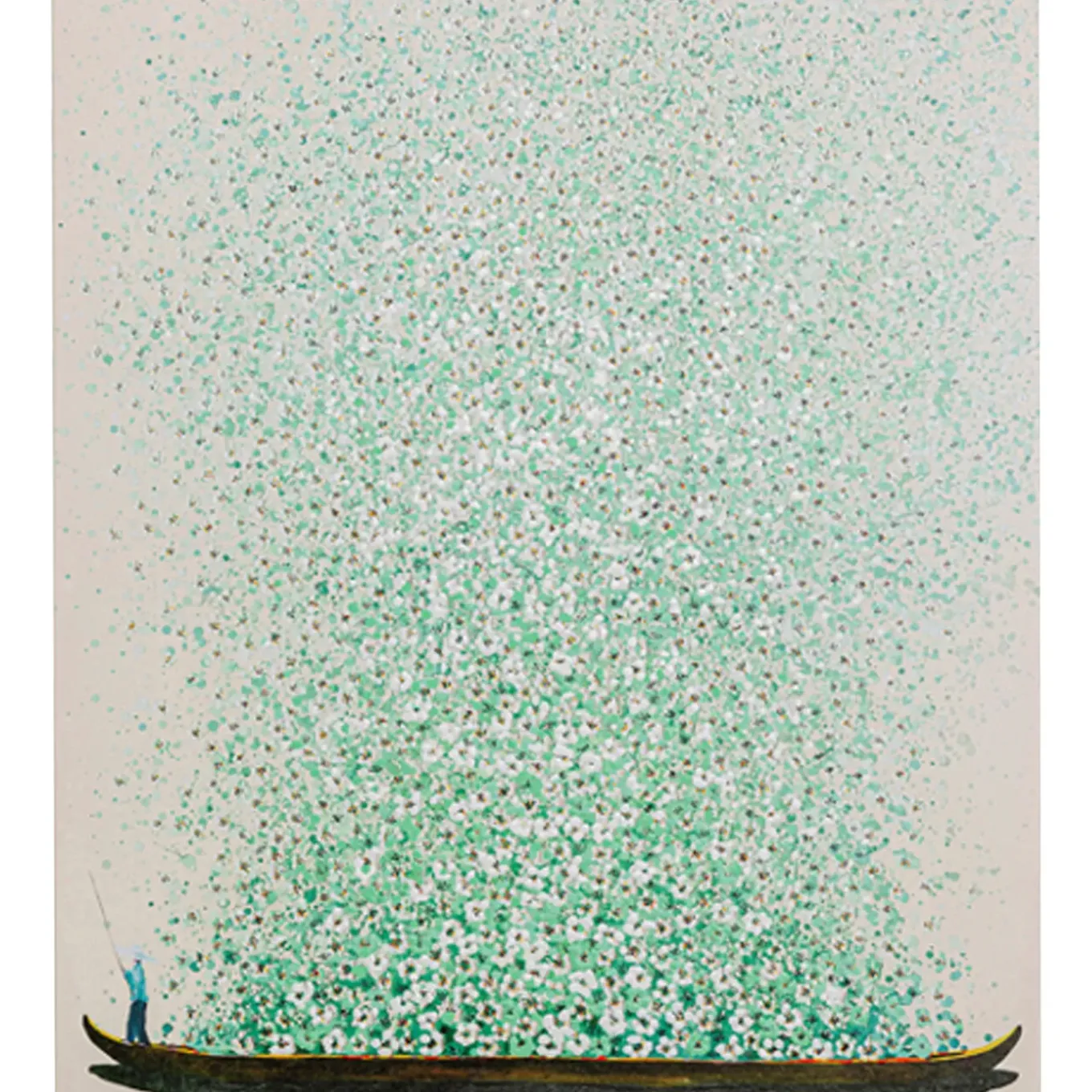 Tableau Sur Toile Flower Boat Beige Vert 120X160Cm