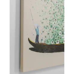 Tableau Sur Toile Flower Boat Beige Vert 120X160Cm