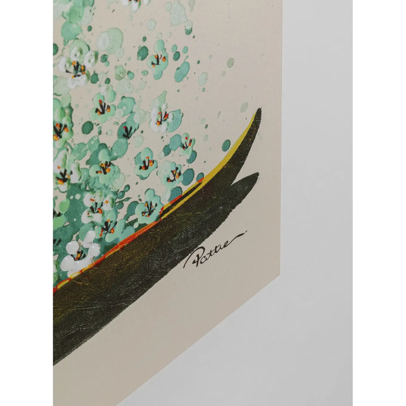 Tableau Sur Toile Flower Boat Beige Vert 120X160Cm
