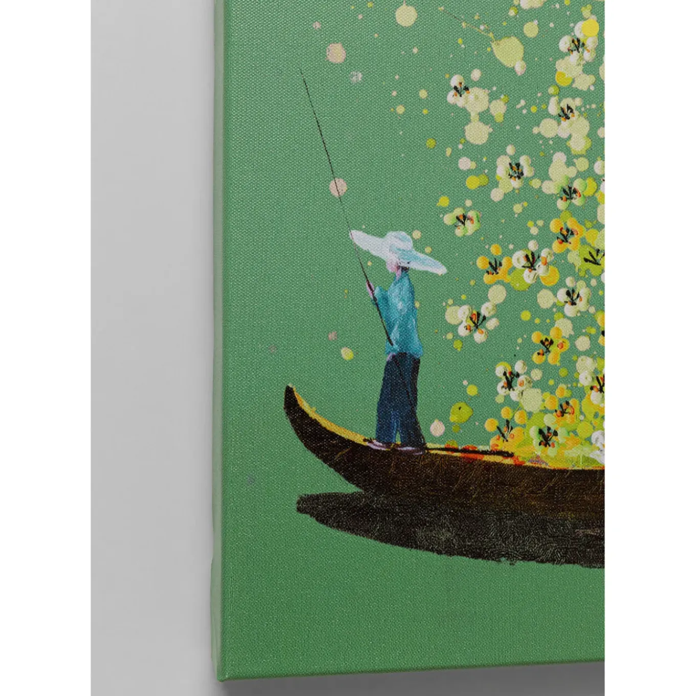 Tableau Sur Toile Flower Boat Vert Jaune 80X100Cm