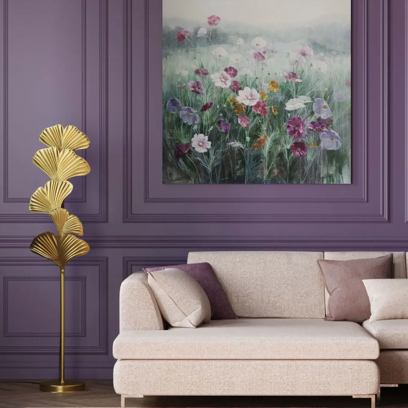 Tableau Sur Toile Pastell Flowers 120X120Cm
