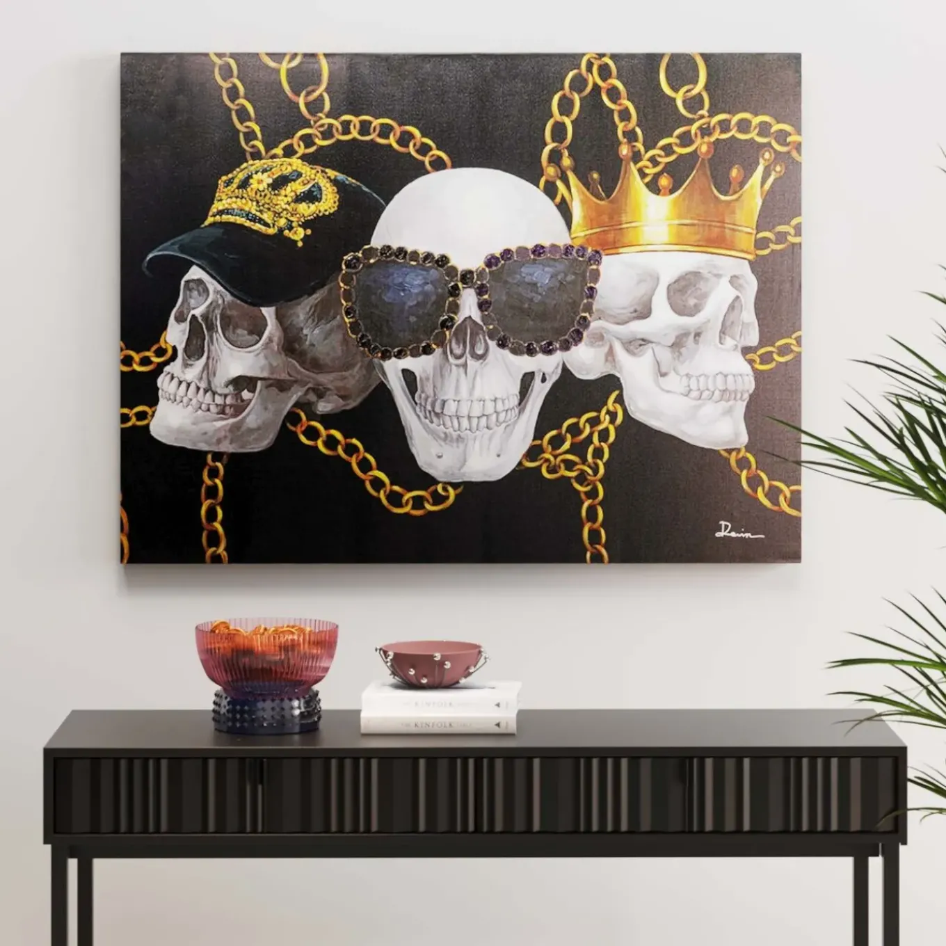 Tableau Sur Toile Skull Gang 120X90Cm