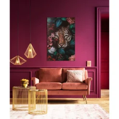 Tableau Sur Toile Tiger In Flower 90X140Cm