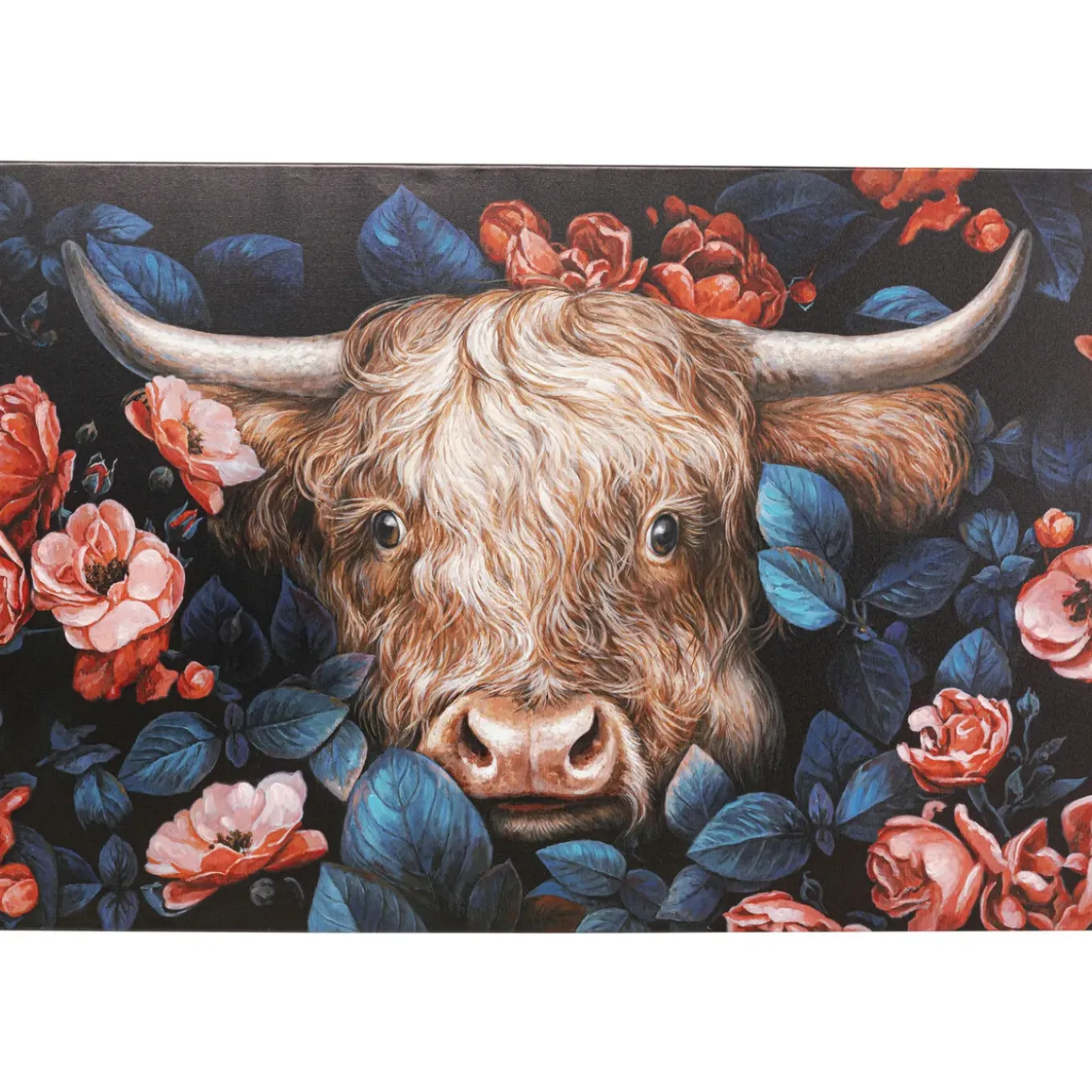 Tableau Sur Toile Yak In Flower 140X90Cm