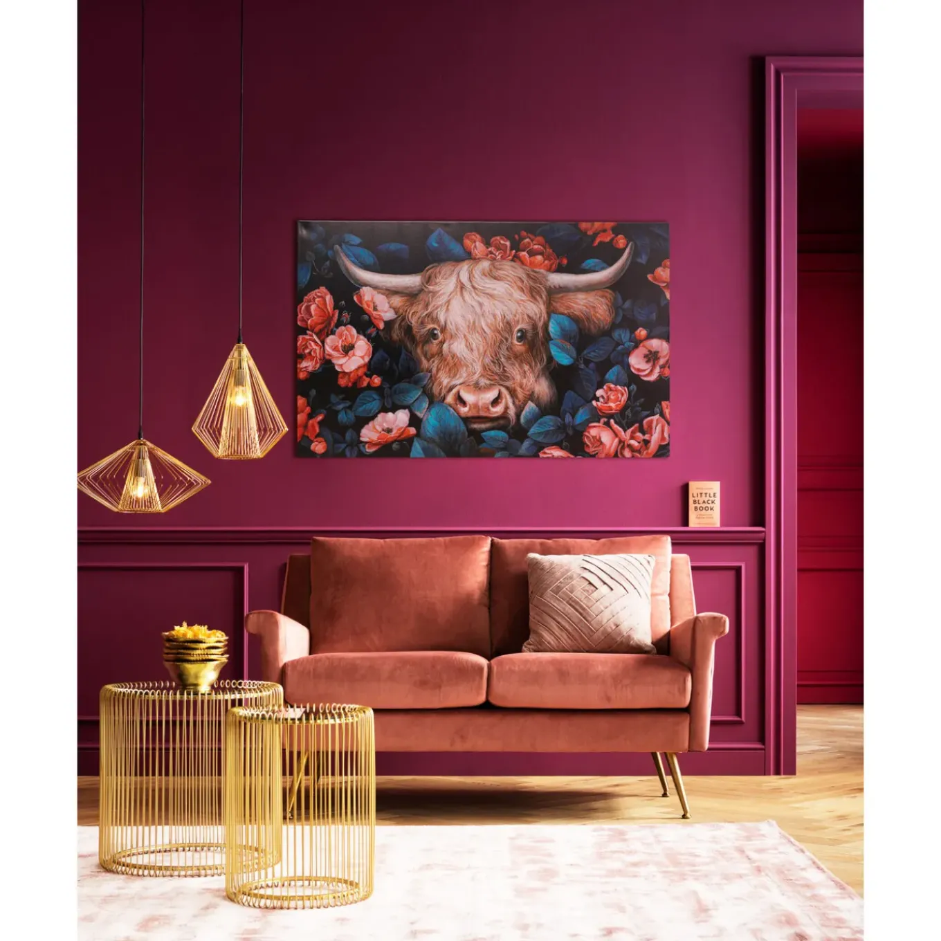 Tableau Sur Toile Yak In Flower 140X90Cm