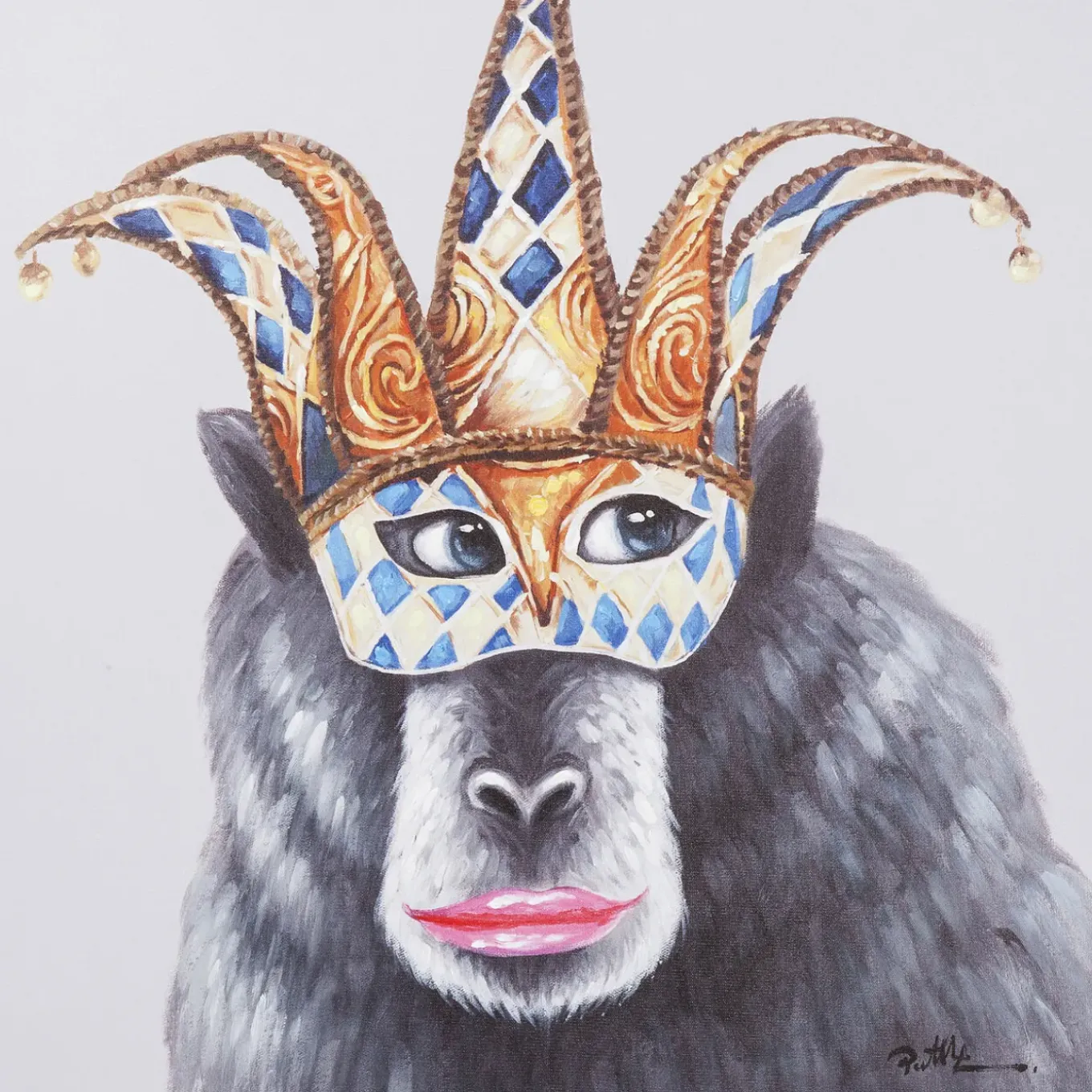 Tableau Touched Carnival Monkey 70X70Cm