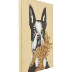 Tableau Touched Dog With Pineapple 80X80Cm