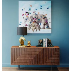 Tableau Touched Elefants With Butterflies 120X120