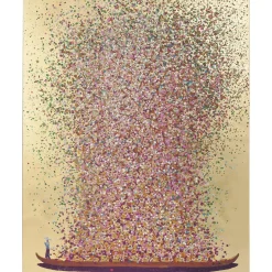 Tableau Touched Flower Boat Dore-Fuchsia 80X100Cm