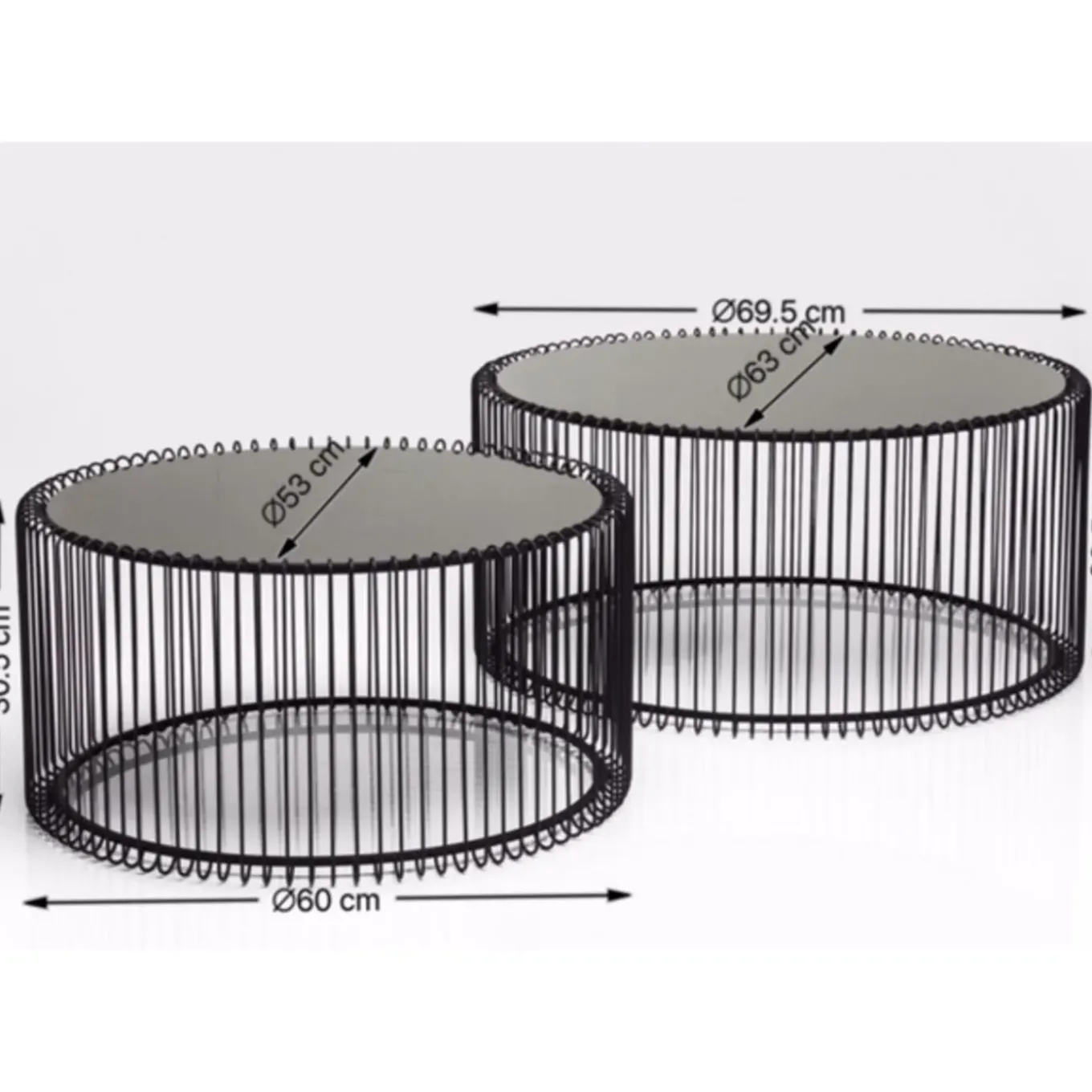 Tables Basses Wire Noir (Set De 2)