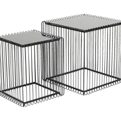 Tables D Appoint Wire Carre Noir 45X45Cm (2/Set)