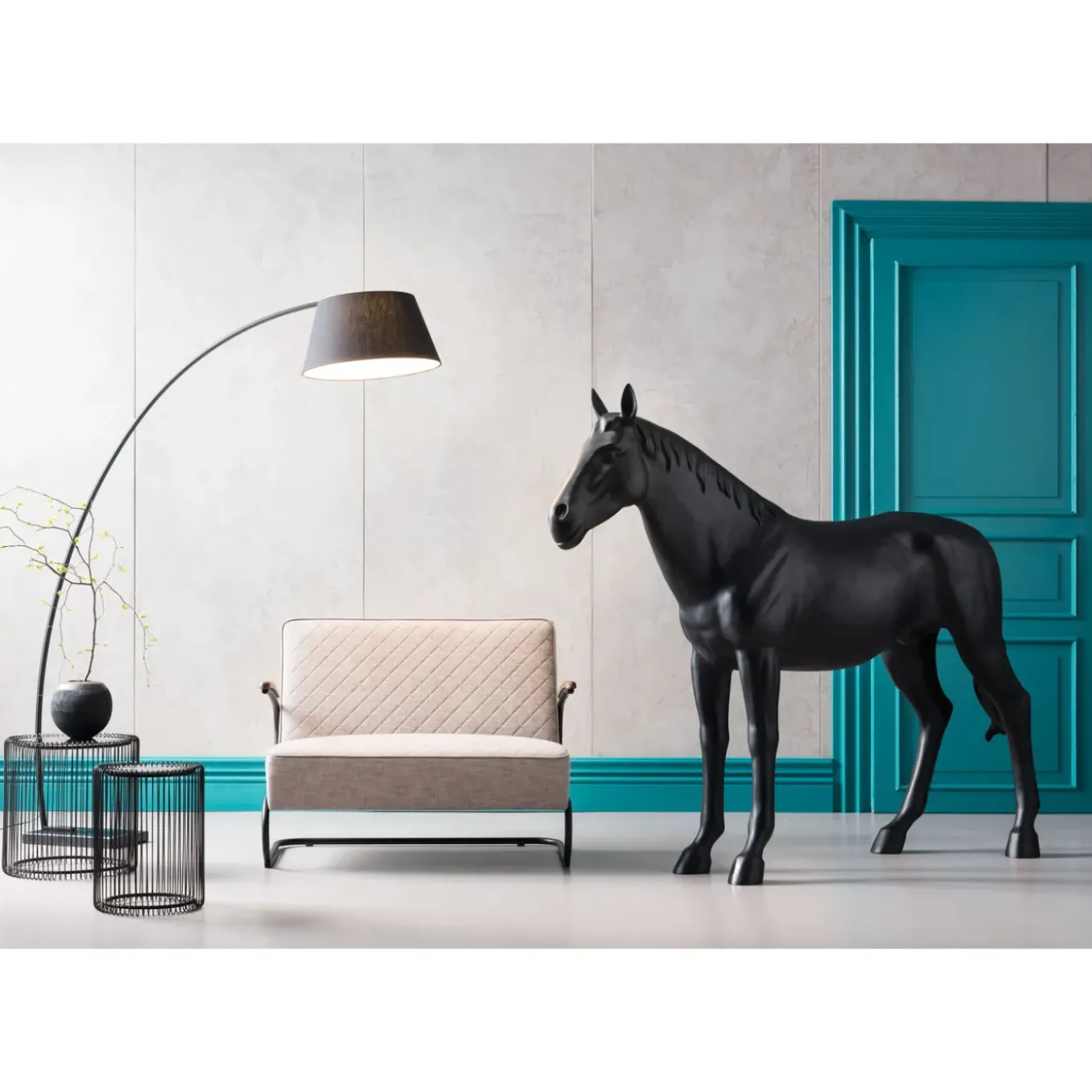 Tables D Appoint Wire Noir (Set/2) O44Cm