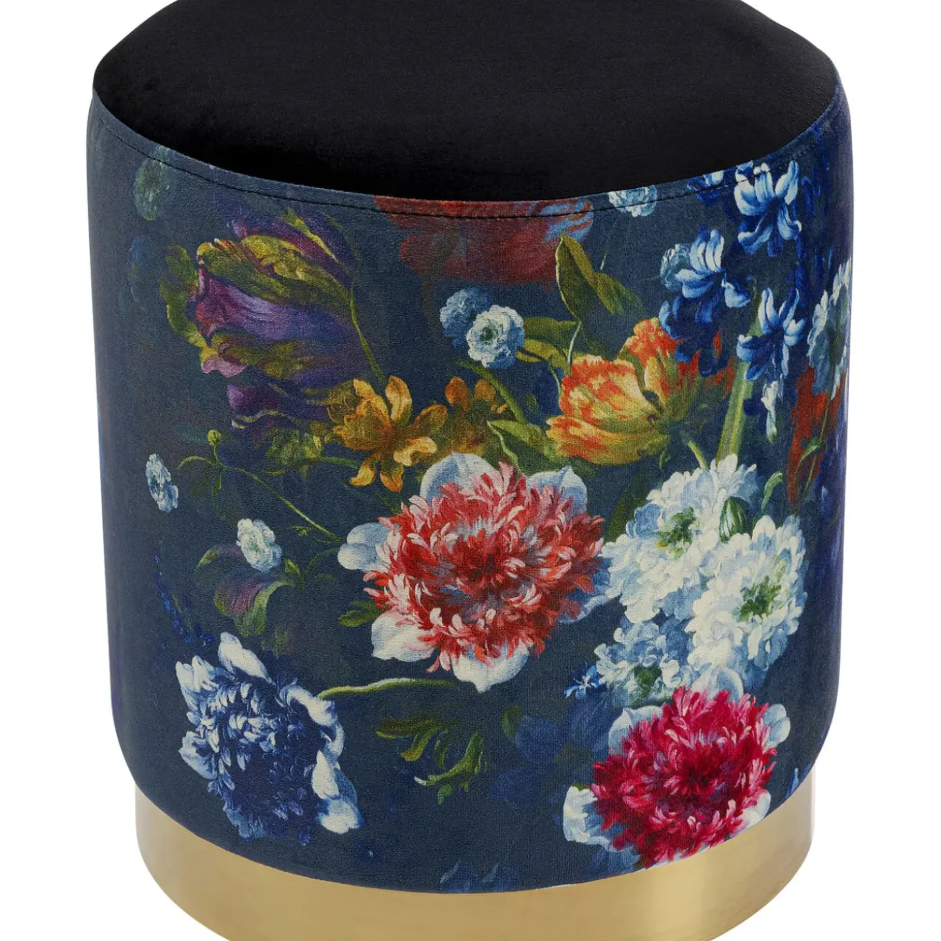 Tabouret Cherry Flower Noir Laiton O32Cm