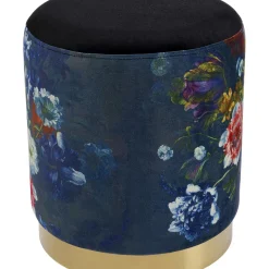 Tabouret Cherry Flower Noir Laiton O32Cm