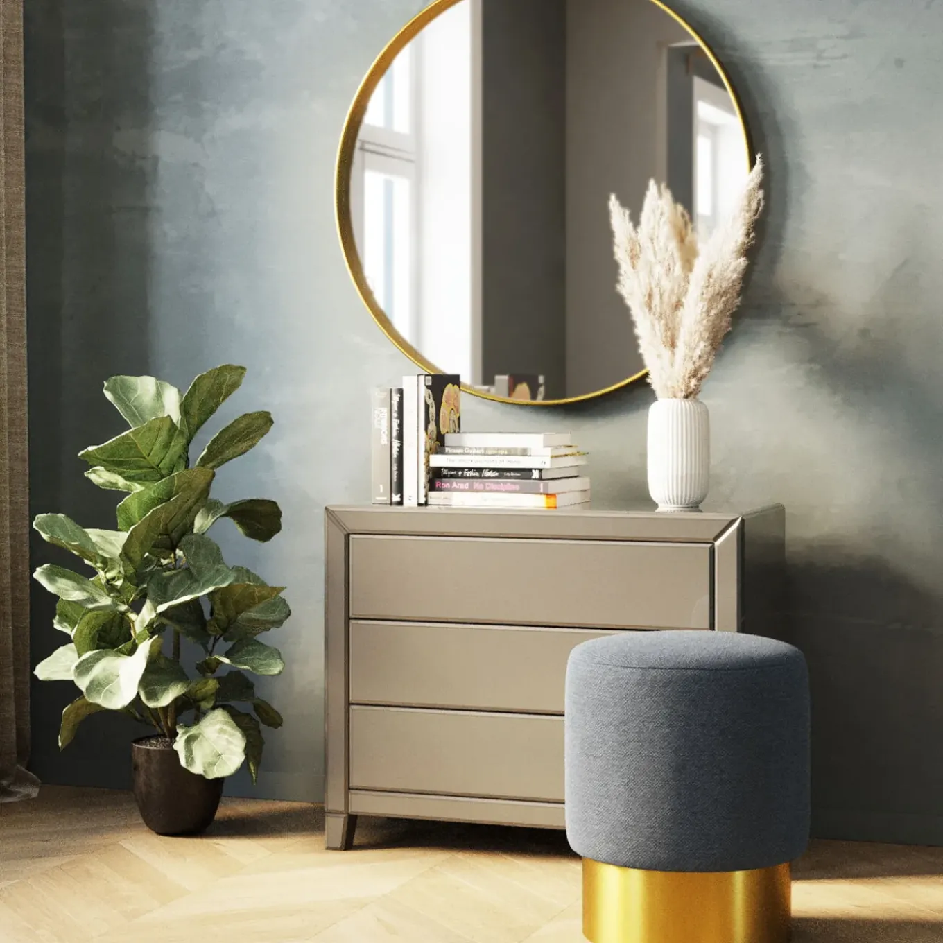 Tabouret Cherry Lina Bleu Clair Laiton O35Cm