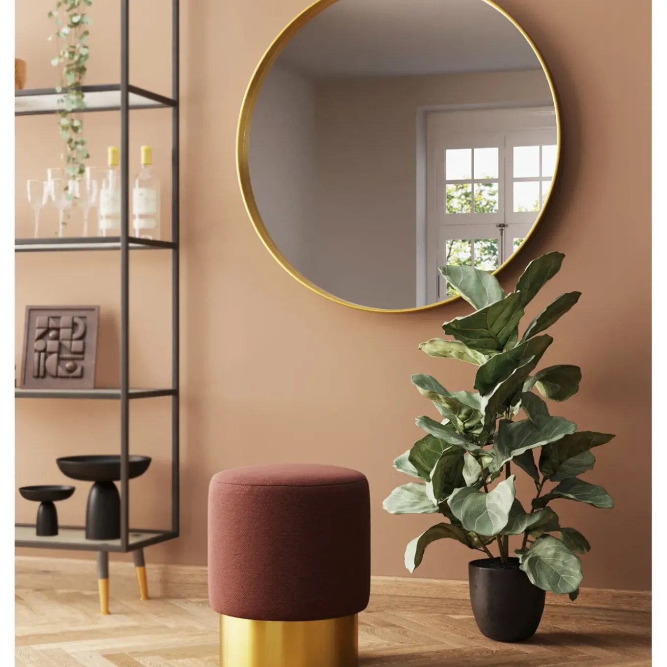 Tabouret Cherry Lina Marron Laiton O35Cm