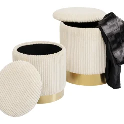 Tabouret Cherry Storage Cord Creme (2/Set)