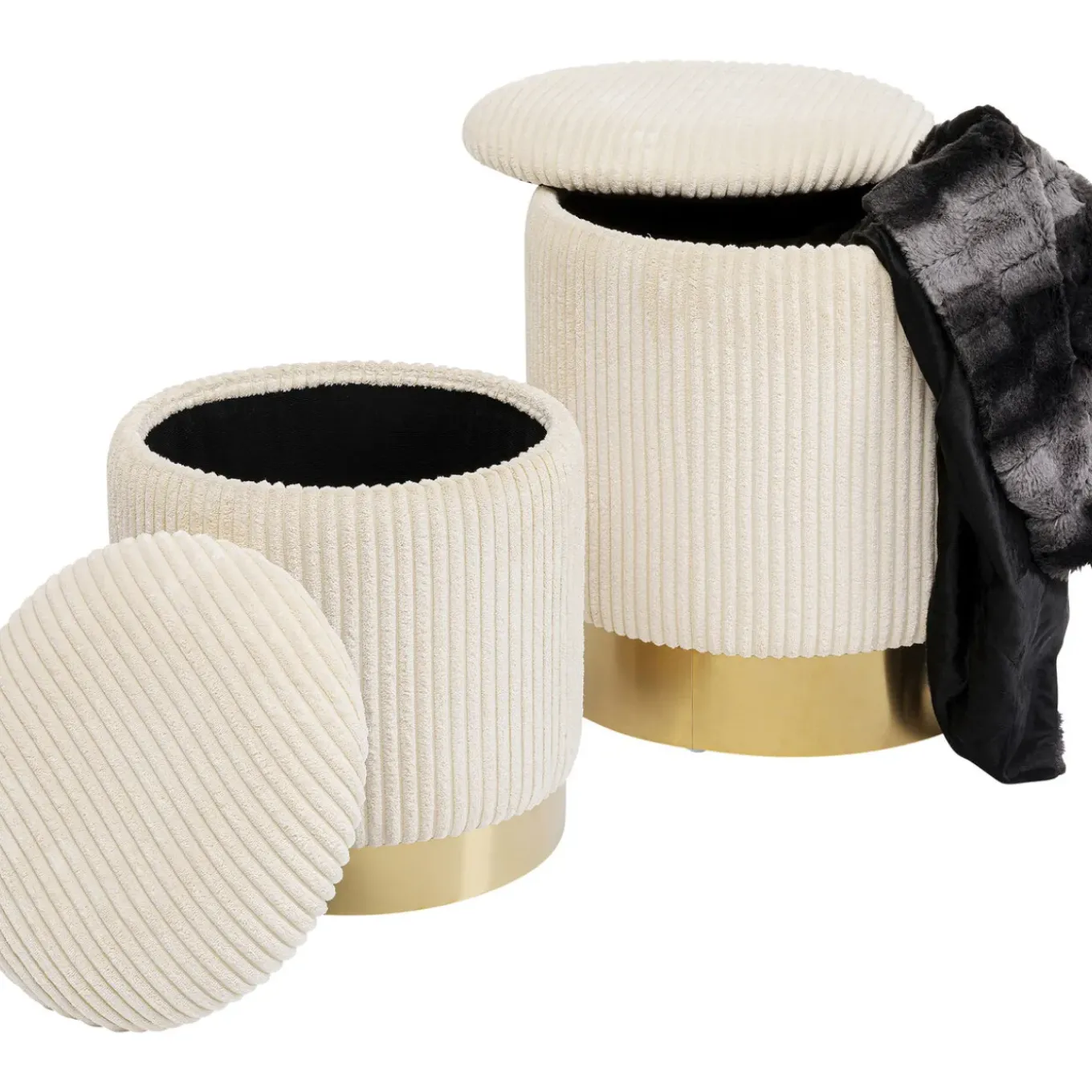 Tabouret Cherry Storage Cord Creme (2/Set)