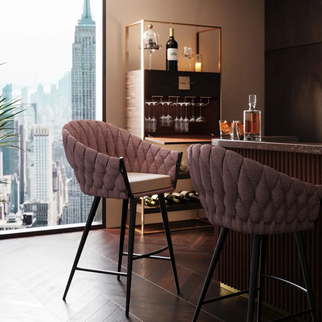 Tabouret De Bar Knot Tweed
