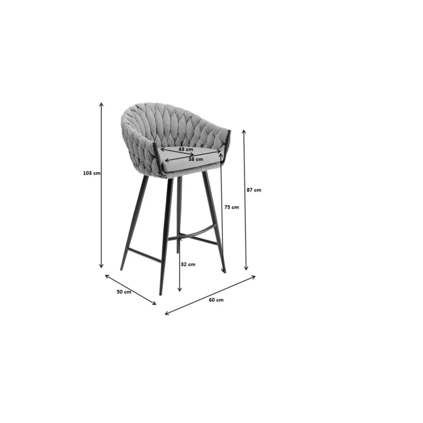Tabouret De Bar Knot Tweed