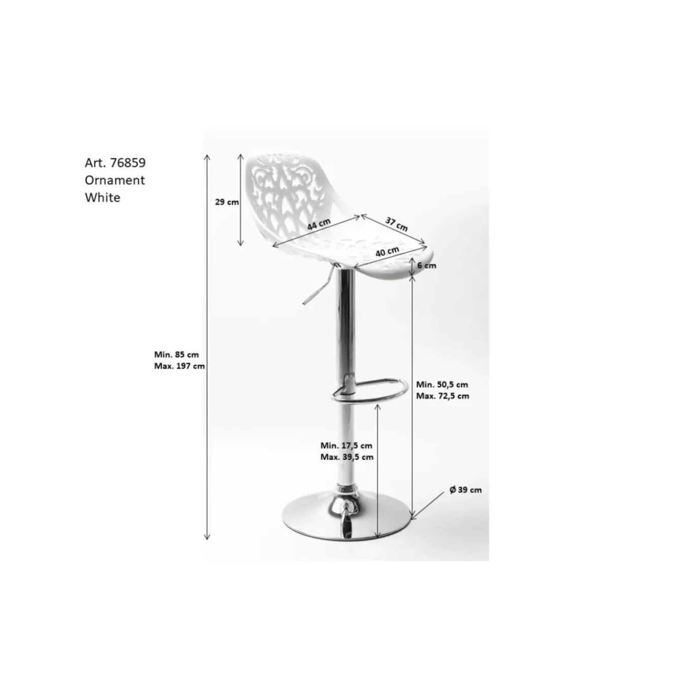 Tabouret De Bar Ornament Noir