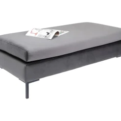 Tabouret Gianni Velours Gris Noir