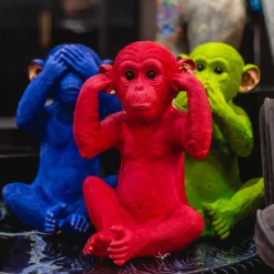 Tirelire Monkey Mizaru Bleu