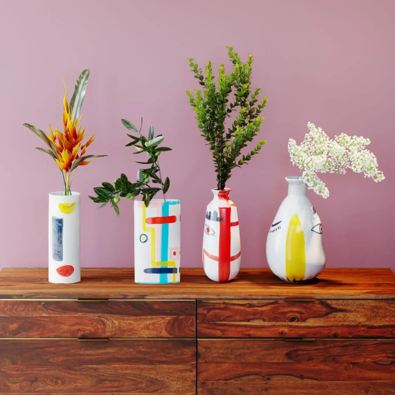 Vase Art Face Colore 33