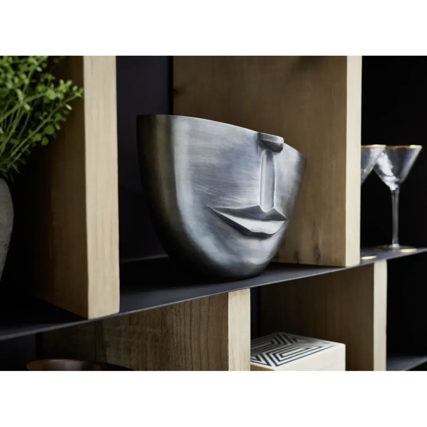 Vase Half Face Anthracite 31Cm