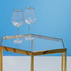 Verre A Vin Diamond Dore Rim