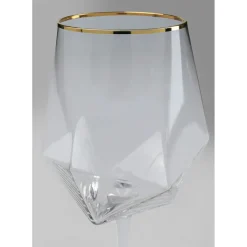 Verre A Vin Diamond Dore Rim